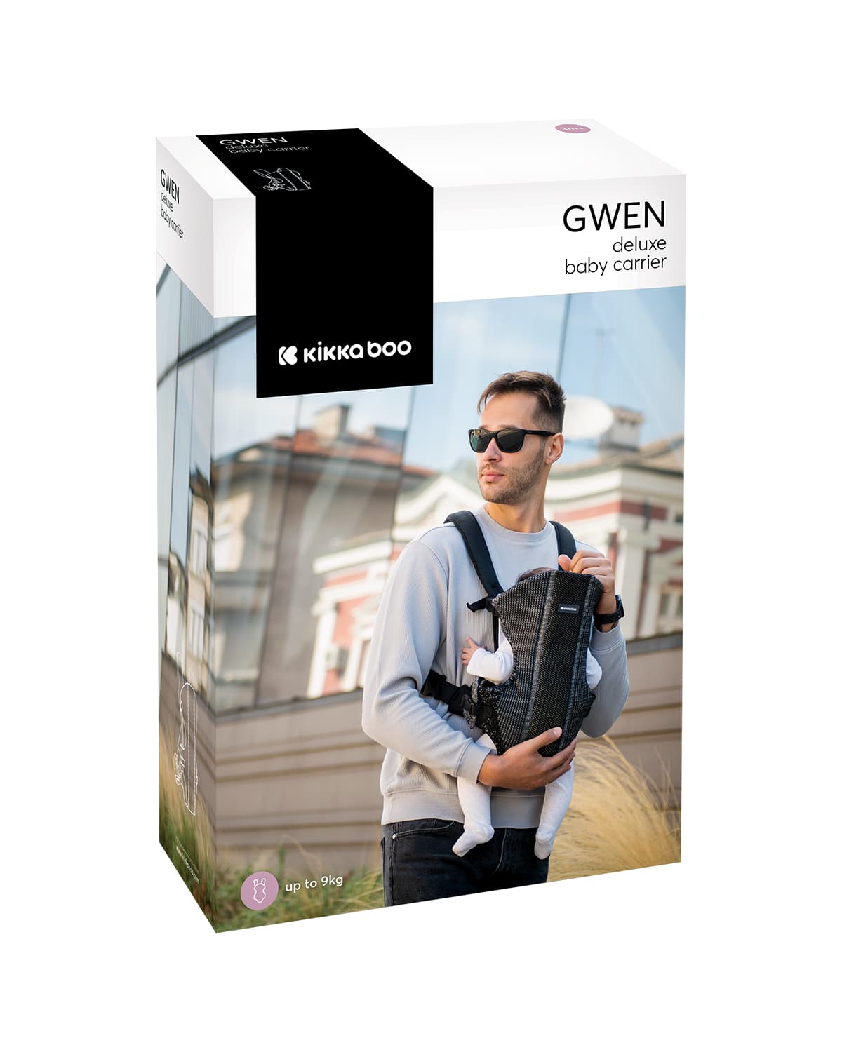 אריזת המתנה של מנשא Gwen Fly knit ורוד, קופסה עם תמונת המוצר