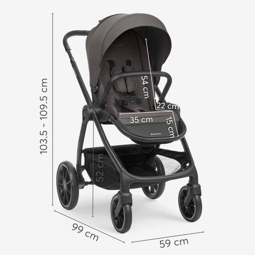 מידות עגלת Kikkaboo Modena 3in1 מבט צד